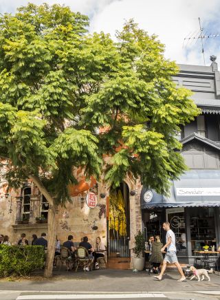 Cafes and restaurants lining the Five Ways, Paddington