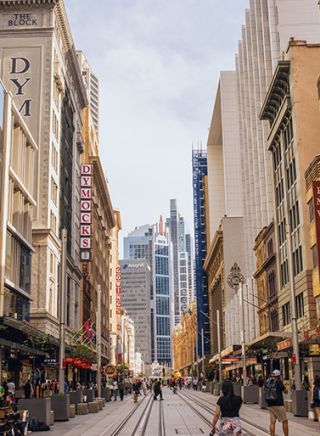 Walking through the buildings in Sydney City