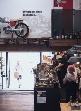 Cafe inside the Rising Sun Workshop on Whateley St, Newtown in Sydney's inner west