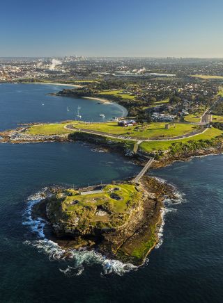Aerial view of Bare island, Botany Bay Sydney