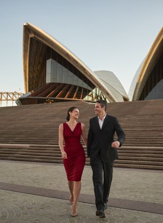 Couple enjoying an evening out at Sydney Opera House, Sydney City