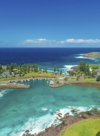 Aerial overlooking Kiama Harbour