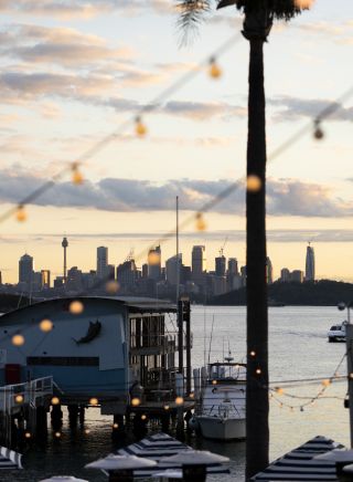 Scenic views across Sydney Harbour to the Sydney CBD from Watsons Bay Boutique Hotel, Watsons Bay.