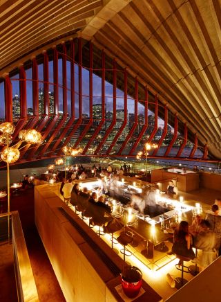 Cured and Cultured counter on the central level of Bennelong overlooking The Restaurant, Sydney