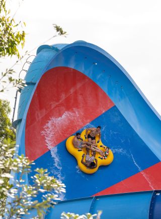 Friends enjoying the rides at Raging Water Sydney, Prospect near Blacktown