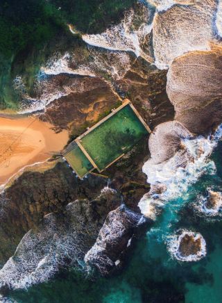 Mona Vale Rockpool aerial shot, Northern Beaches 