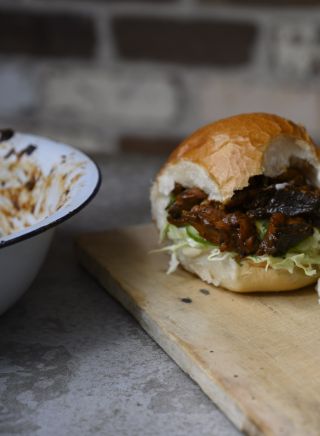 Pulled Mushroom Stacked Burgers, Enmore