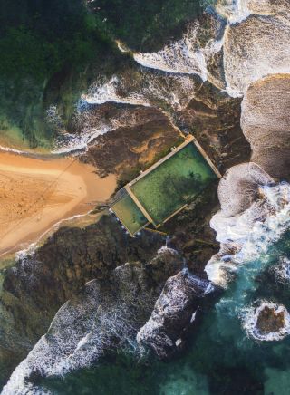 Mona Vale Rockpool aerial shot, Northern Beaches 