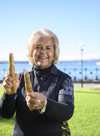 Hayden with Aunty Margret takes Hayden on her immersive The Rocks Aboriginal Dreaming Tour in The Rocks, Sydney City