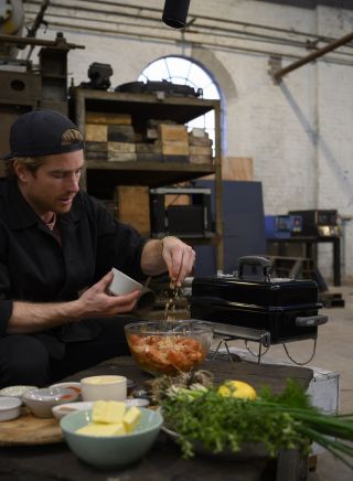 Hayden Quinn cooking at Eveleigh Works in Eveleigh, Inner Sydney