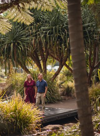 Couple walking in The Australian Botanic Garden in Mount Annan, Sydney West