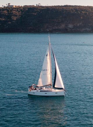 Yacht sailing through North Harbour, Sydney