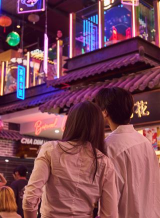 Couple enjoying Summer in Sydney at Burwood Chinatown, Burwood