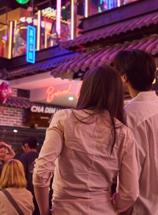 Couple enjoying Summer in Sydney at Burwood Chinatown, Burwood