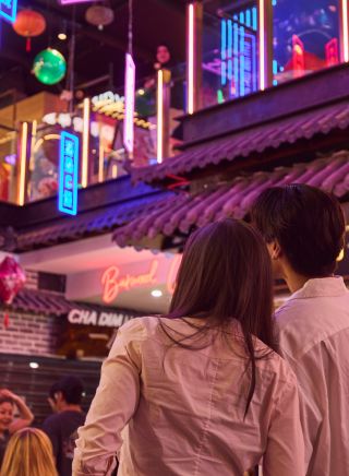 Couple enjoying Summer in Sydney at Burwood Chinatown, Burwood