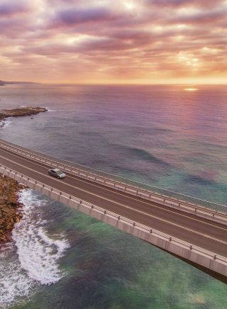 The scenic coastal drive along Sea Cliff Bridge, Clifton