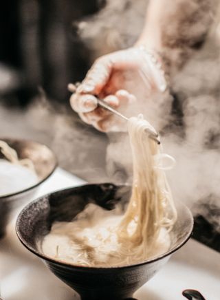 Steaming bowl of ramen at RaRa Ramen, Redfern 