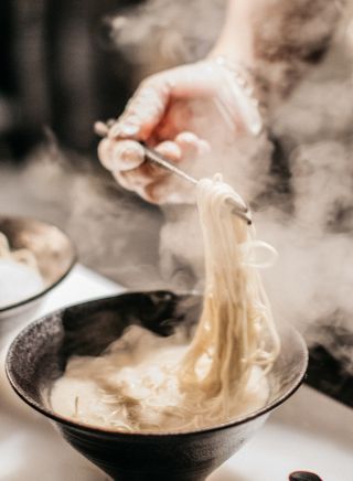 Steaming bowl of ramen at RaRa Ramen, Redfern 