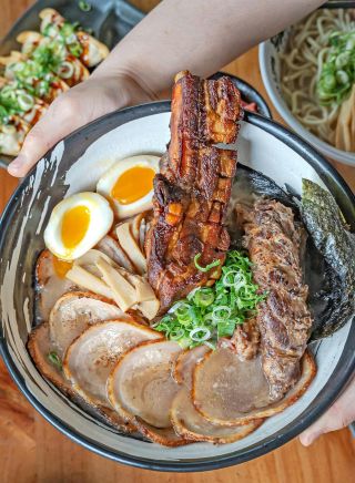 Selection of dishes at Yasaka Ramen, CBD