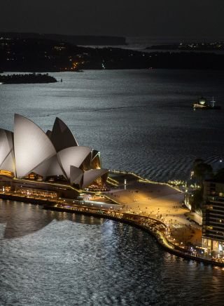 Moonlight from the supermoon hitting the Sydney Opera House 