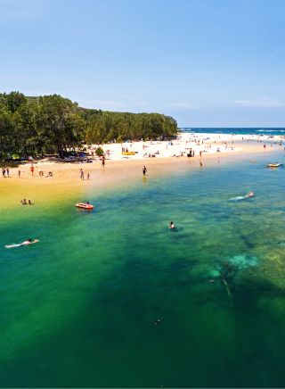 People enjoying swimming, Wattamolla Beach, Royal National Park, Sydney