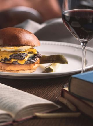 Hamburger and wine, The Gidley, Sydney - Credit: Dominic Loneragan