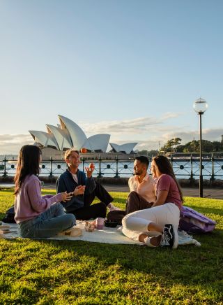 Young people enjoying a picnic, Hickson Road Reserve, The Rocks