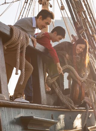 Family exploring HMB , Australian National Maritime Museum, Darling Harbour
