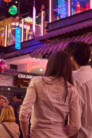 Couple enjoying Summer in Sydney at Burwood Chinatown, Burwood