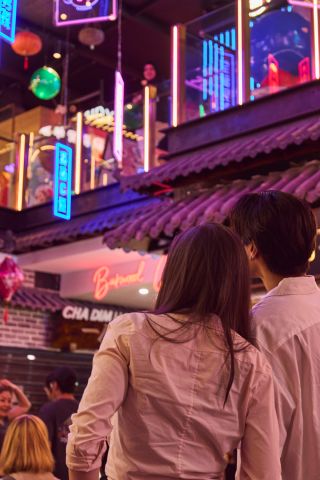 Couple enjoying Summer in Sydney at Burwood Chinatown, Burwood
