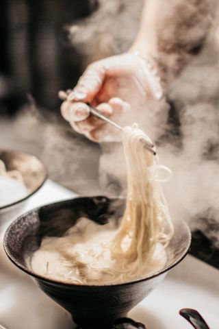 Steaming bowl of ramen at RaRa Ramen, Redfern 