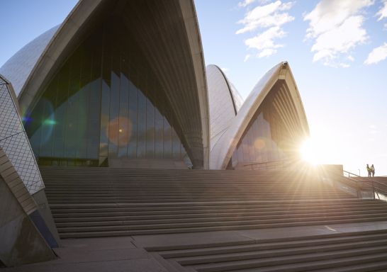 Sun rising over the Sydney Opera House