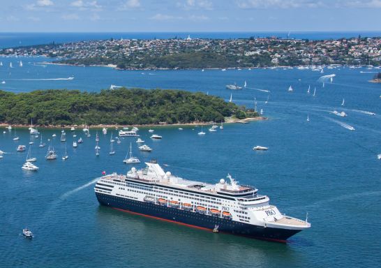 Cruise liner docked near Bradleys Head on Australia Day 2016