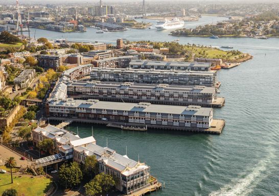 Aerial view over Walsh Bay in Sydney's City