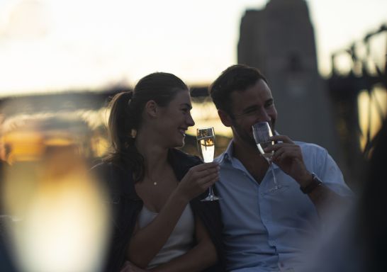 Couple enjoying romantic time at Sydney Opera Bar