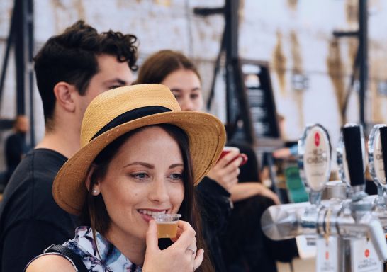 Friends enjoying a visit to the Carriageworks Farmers Markets, Eveleigh