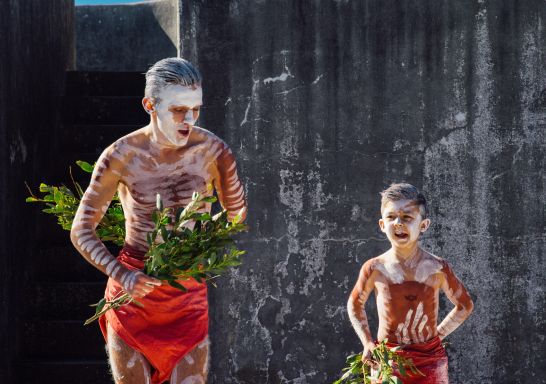 Aboriginal cultural dance and music performance at Blak Markets, Bare Island, La Perouse