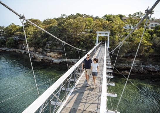 Couple enjoying a scenic walk around Parsley Bay, Vaucluse 