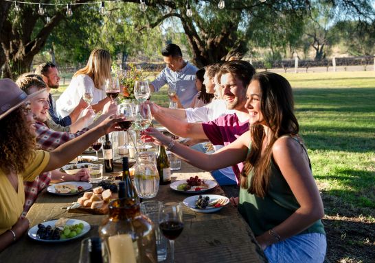 Friends enjoying Tinklers Wine, Pokolbin