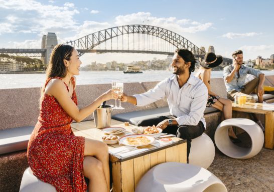 Couple enjoying the view at Opera Bar, Sydney Harbour