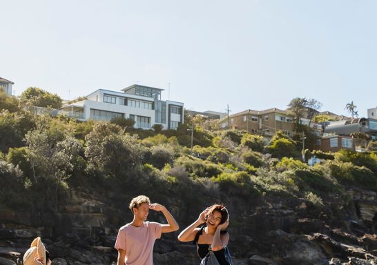 Friends enjoying Gordons Bay, Coogee